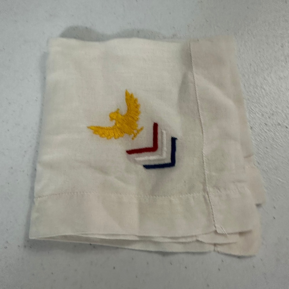 Vintage US Air Force Handkerchief Eagle Embroidered Military Souvenir Hankie